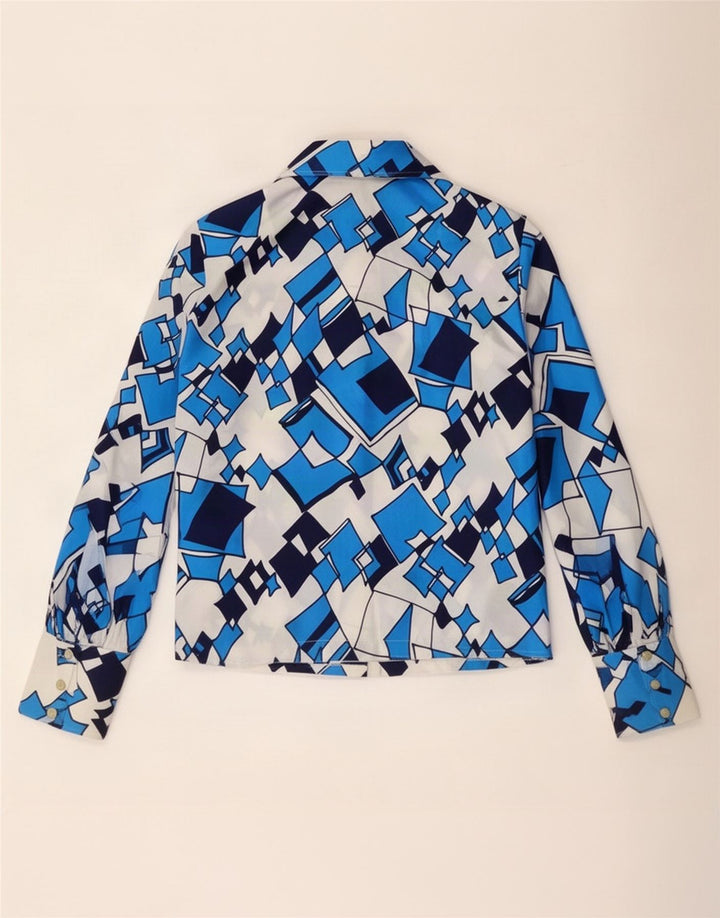 Blouse chemise femme vintage IT 44 Bleu Moyen Géométrique