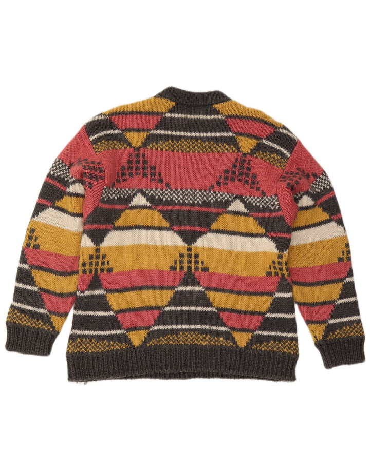 Unlimited Pull ras du cou pour homme en laine géométrique multicolore moyenne