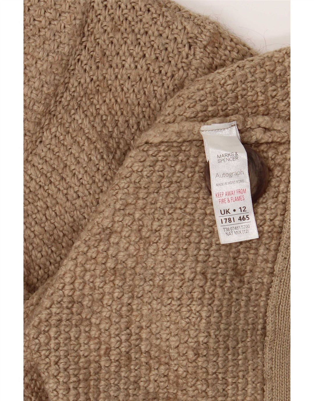 Marks & Spencer Pull cardigan à manches 3/4 pour femme Beige moyen UK 12