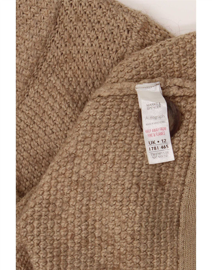 Marks & Spencer Pull cardigan à manches 3/4 pour femme Beige moyen UK 12