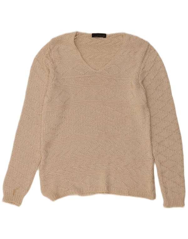 Zara Homme Pull Col V XL Beige Acrylique