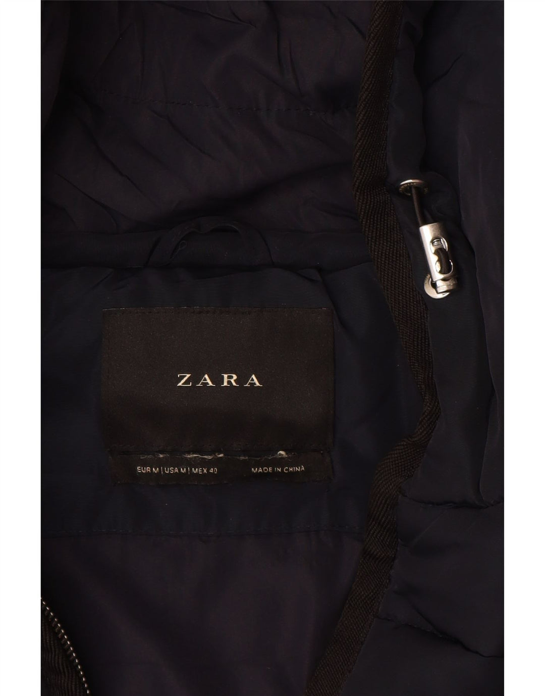 ZARA Veste matelassée à capuche pour homme UK 38 Bleu marine moyen Colourblock