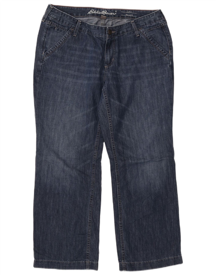 Eddie Bauer Jean droit courbé pour femme US 12 Large W35 L27 Bleu Coton