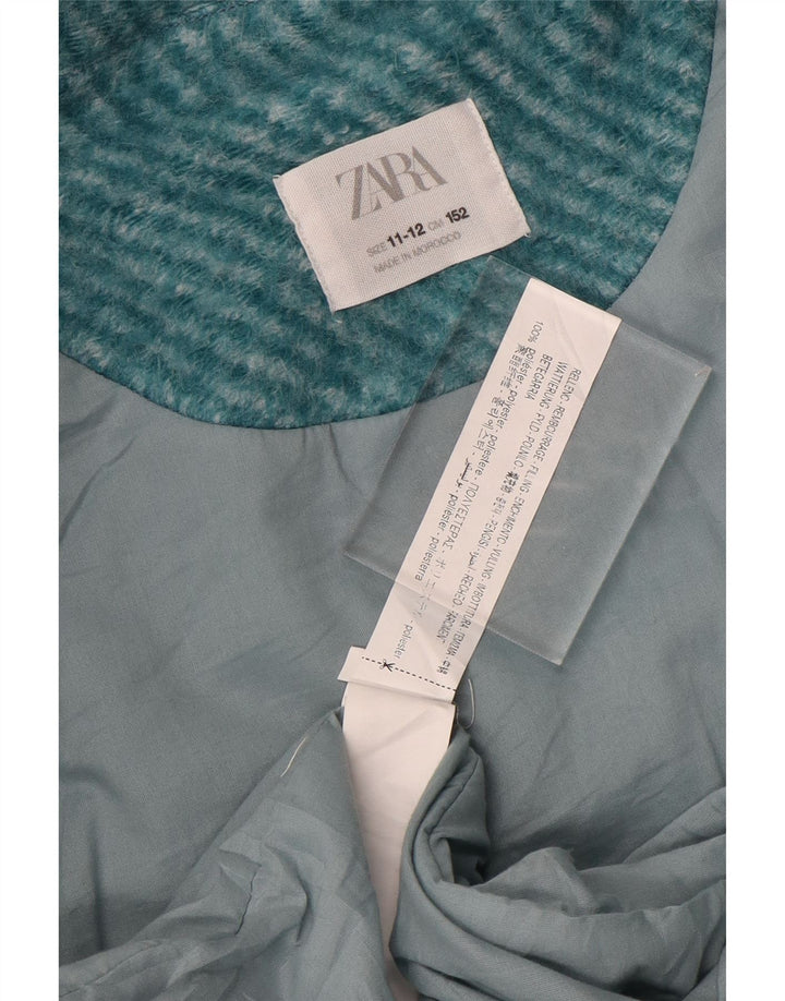 Zara Manteau Filles 11-12 ans Turquoise Pinstripe Polyester