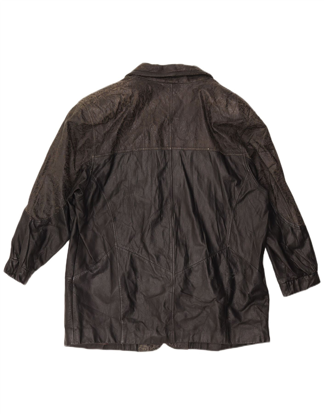 vintage Mens Loose Fit Veste en cuir IT 46 Petit cuir noir