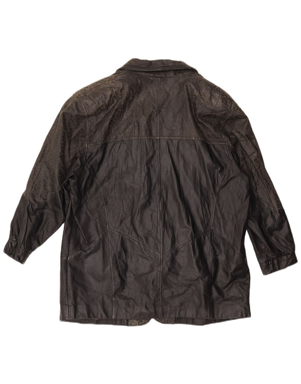 vintage Mens Loose Fit Veste en cuir IT 46 Petit cuir noir