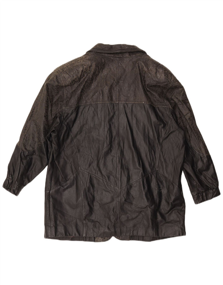 vintage Mens Loose Fit Veste en cuir IT 46 Petit cuir noir