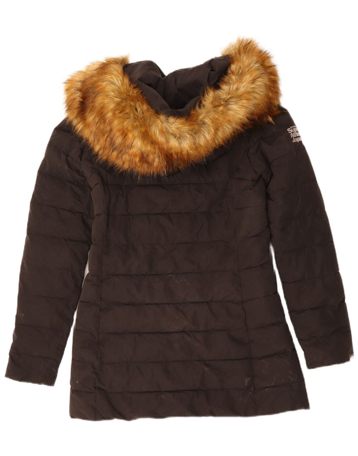 Superdry Veste matelassée à capuche pour femme UK 8 Small Noir Polyester