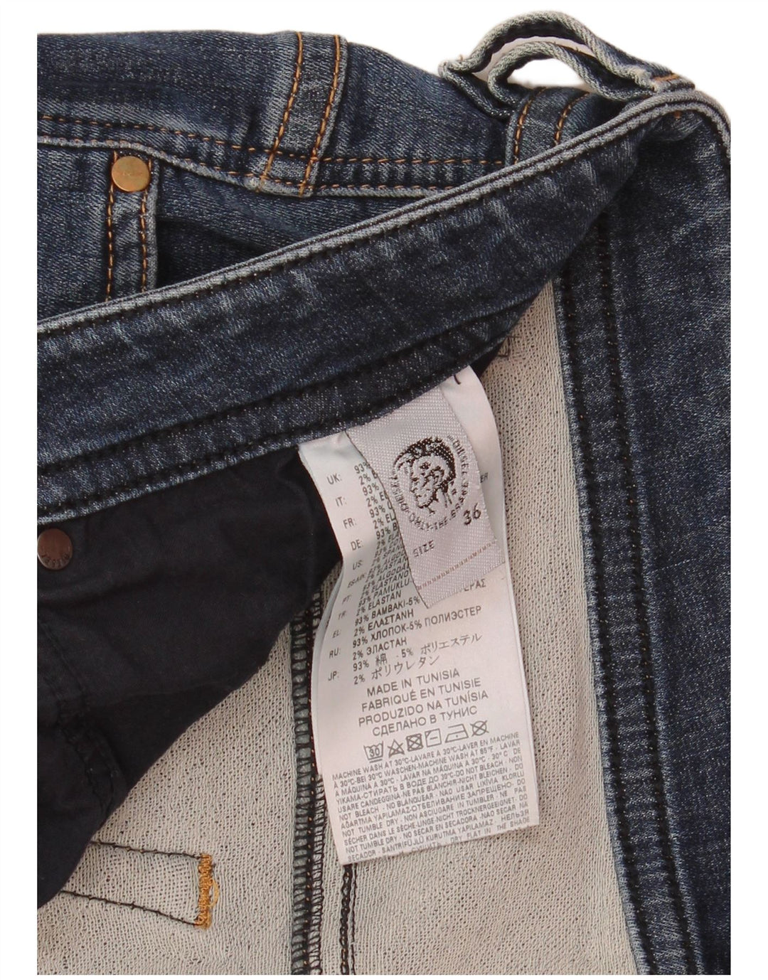 Diesel Jean Slim W36 L31 Homme Bleu Coton