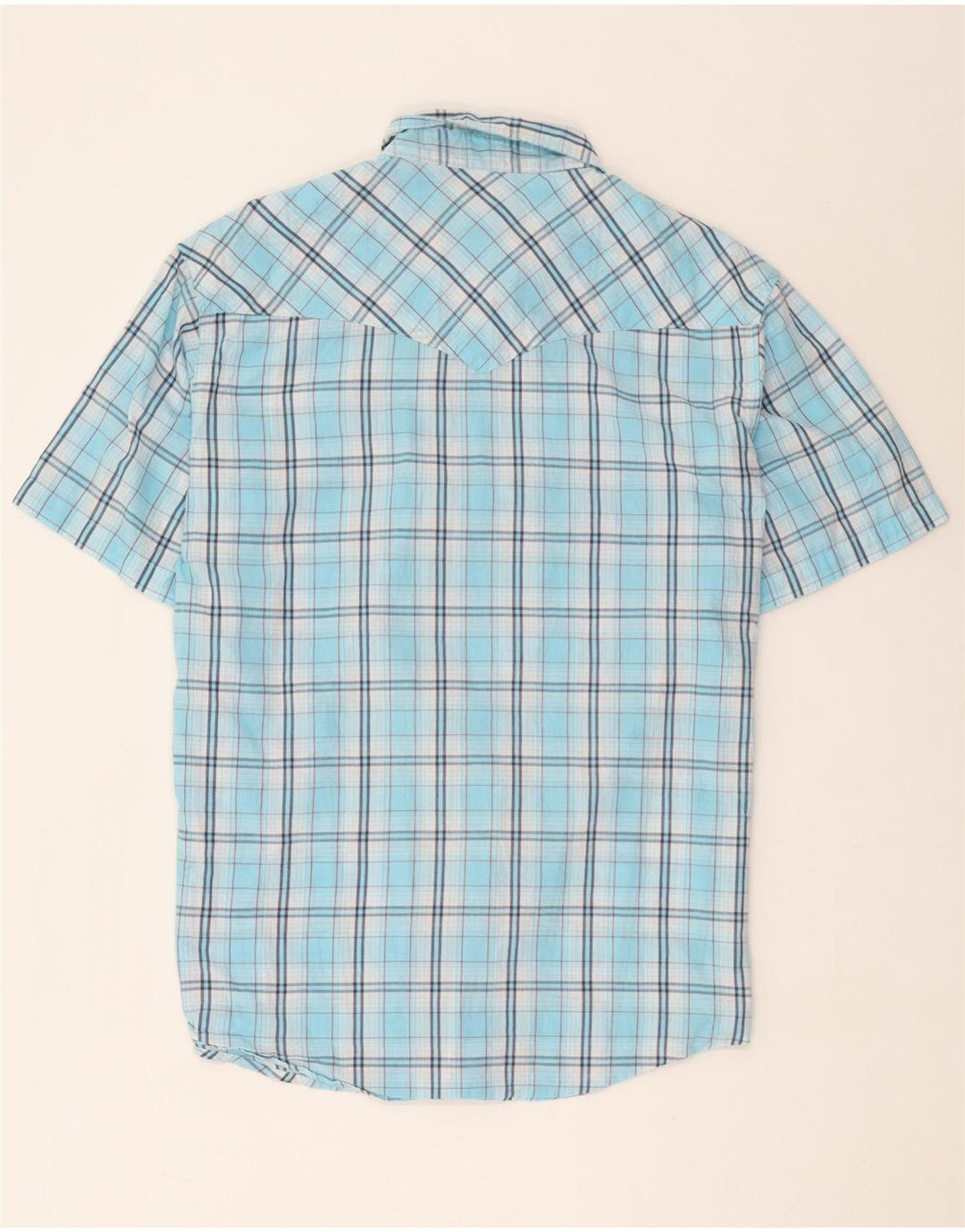 Wrangler Chemise à manches courtes pour homme XL en coton à carreaux bleus