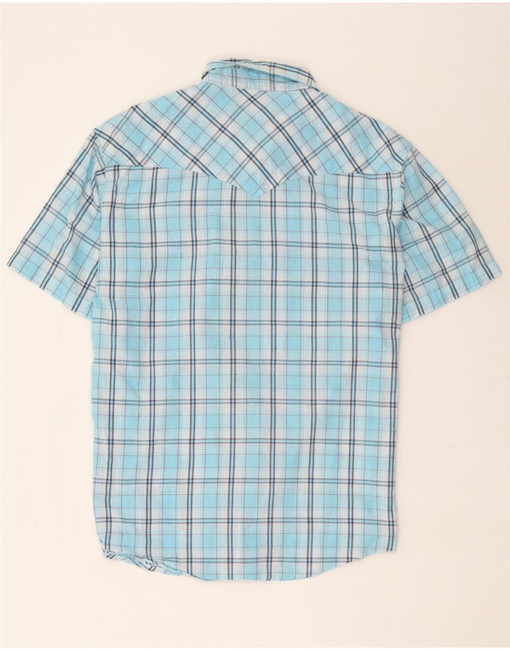 Wrangler Chemise à manches courtes pour homme XL en coton à carreaux bleus