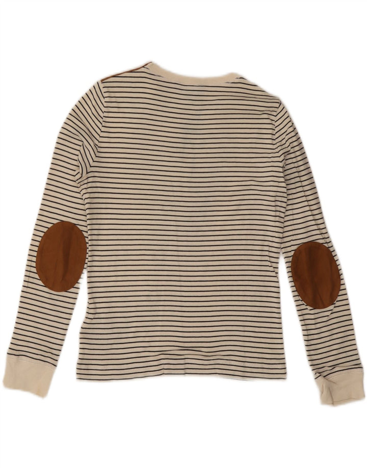 RALPH LAUREN Womens Top Long Sleeve UK 10 Small White Striped Cotton