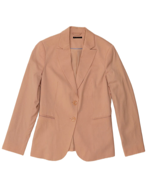 Sisley Veste Blazer 2 Boutons Femme UK 10 Petit Rose Polyester