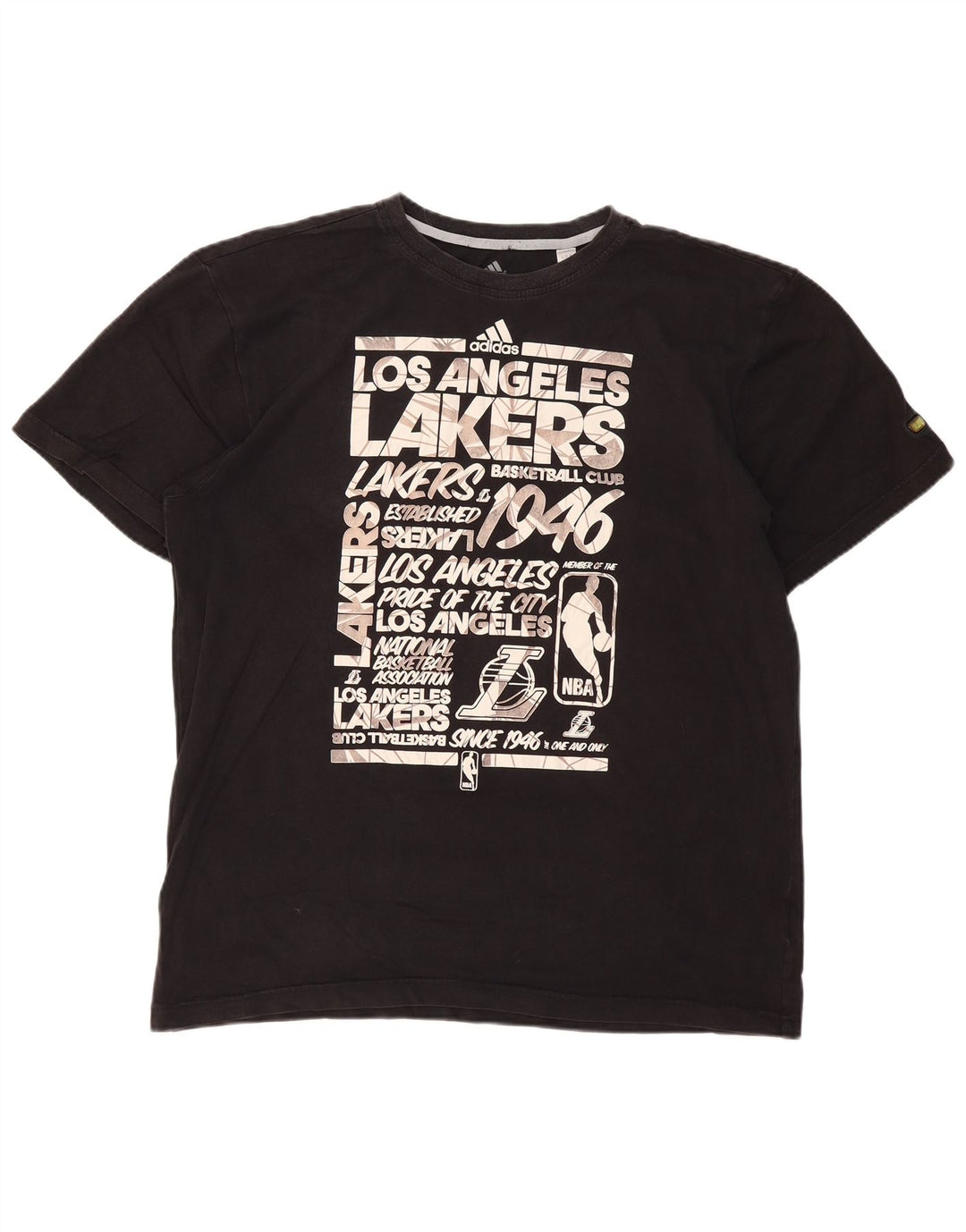 ADIDAS T-shirt graphique Los Angeles Lakers pour homme en coton noir 2XL