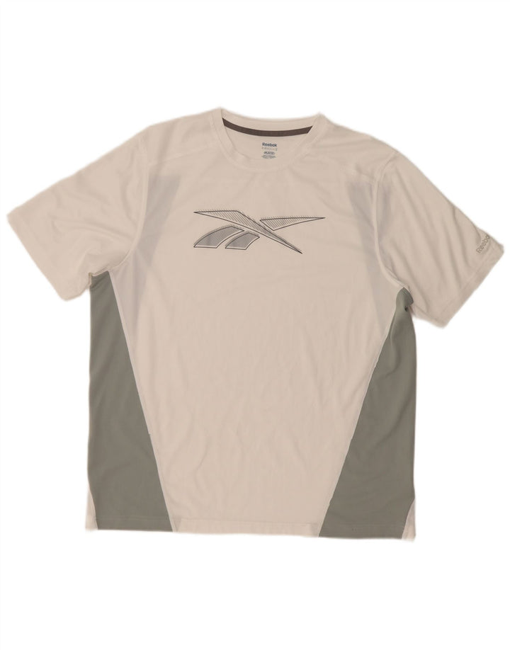 Reebok T-Shirt Graphique Homme XL Blanc Colorblock Polyester