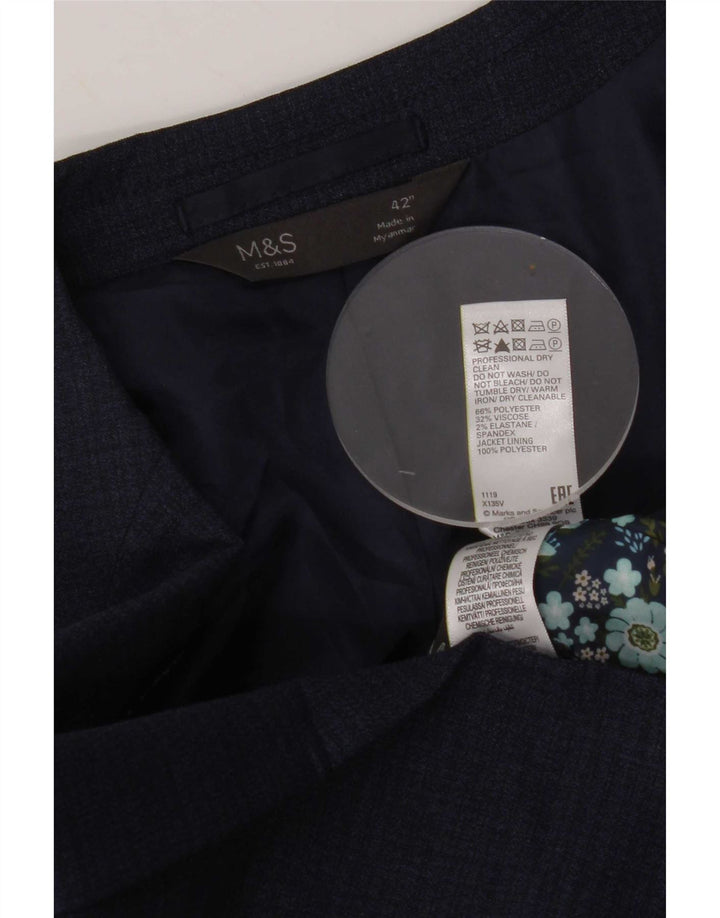 Marks & Spencer Veste blazer à 2 boutons pour homme UK 42 Large Bleu marine Polyester