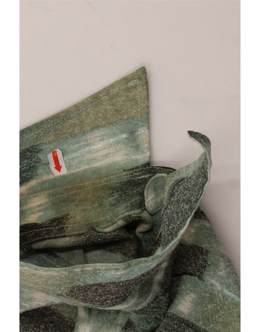 VINTAGE Chemise à manches courtes pour hommes Grand vert géométrique