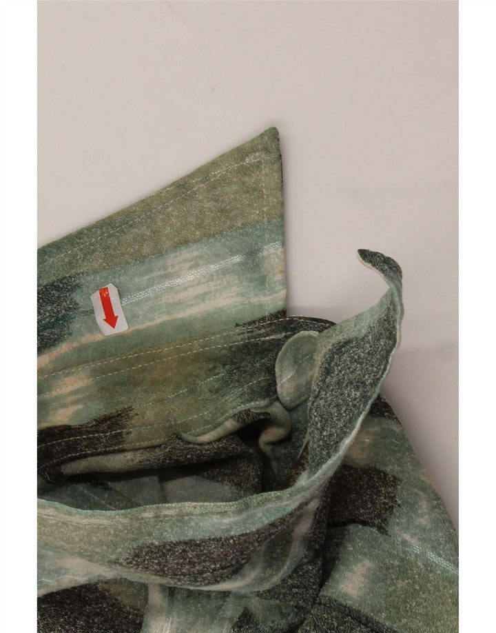 VINTAGE Chemise à manches courtes pour hommes Grand vert géométrique