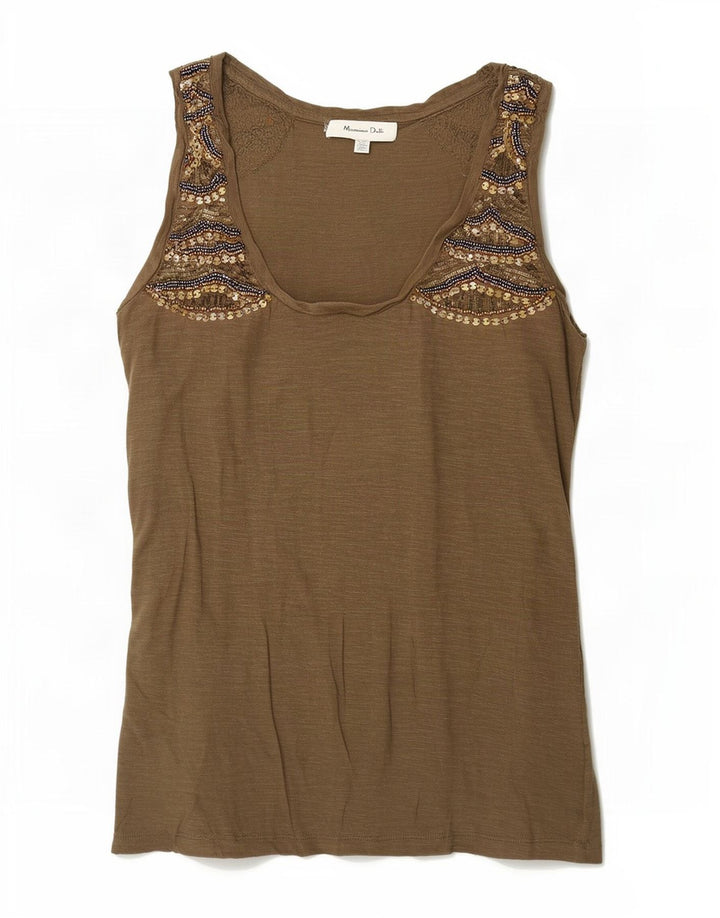 Massimo Dutti Débardeur Femme UK 6 XS Marron Coton