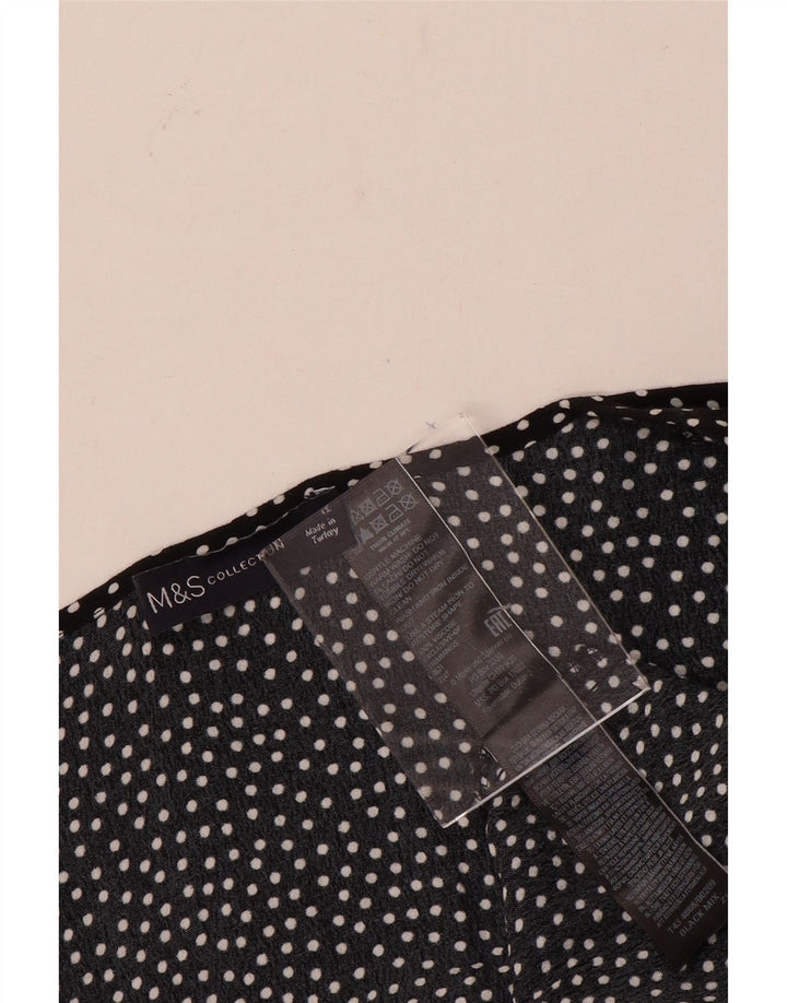 Marks & Spencer Chemisier à manches longues pour femme UK 12 Medium Noir à pois