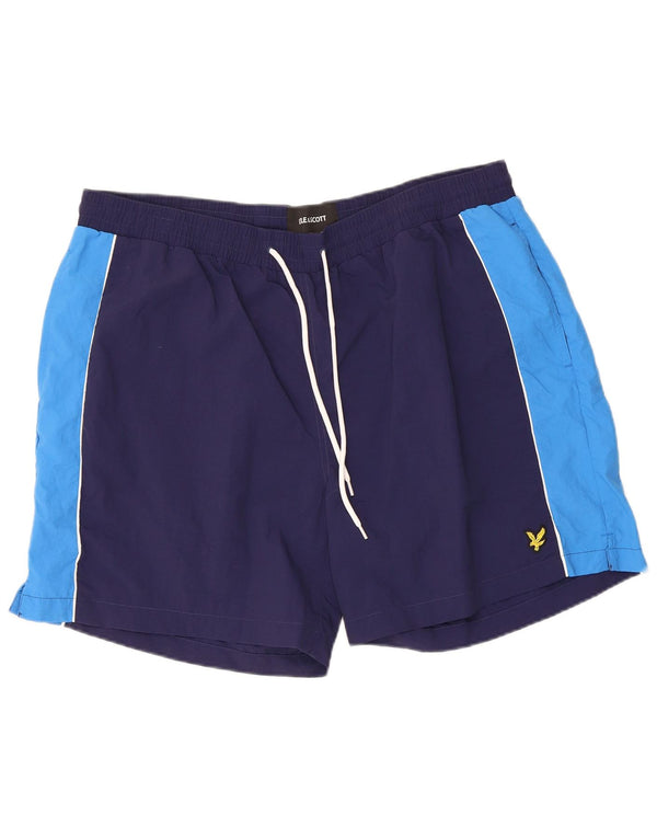 Lyle & Scott Short de bain pour homme 2XL en nylon color block bleu marine