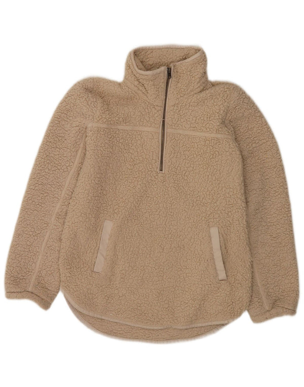 Abercrombie & Fitch Pull polaire à col zippé pour femme UK 10 Small Beige