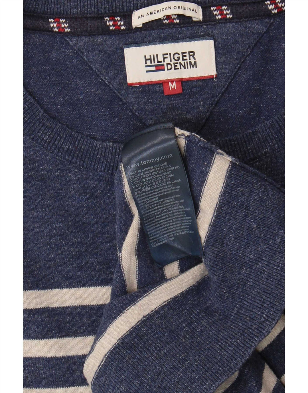 Tommy Hilfiger Pull Col Bateau Homme Bleu Marine Rayé Moyen