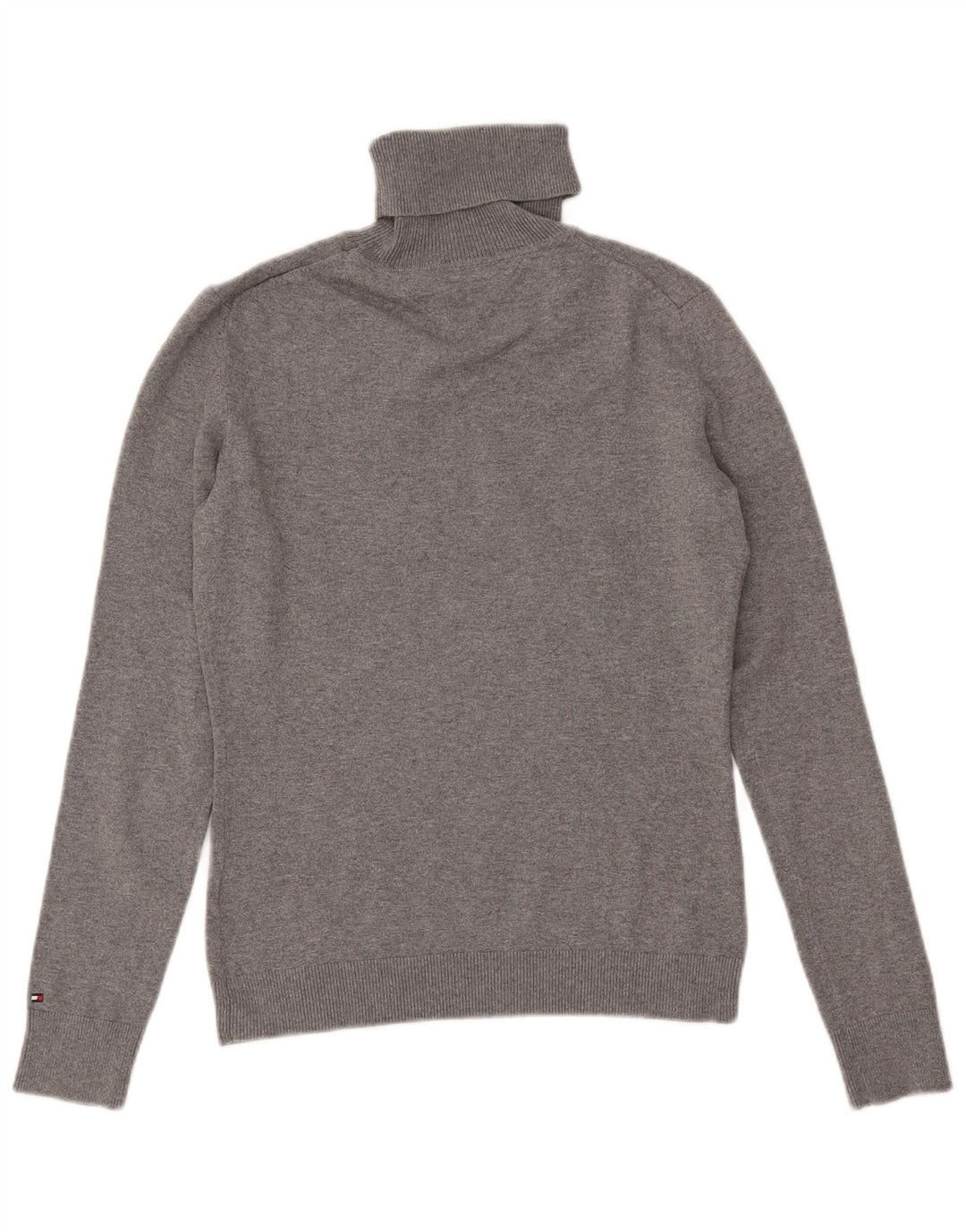 TOMMY HILFIGER Pull col roulé pour femme UK 10 Small Gris Coton