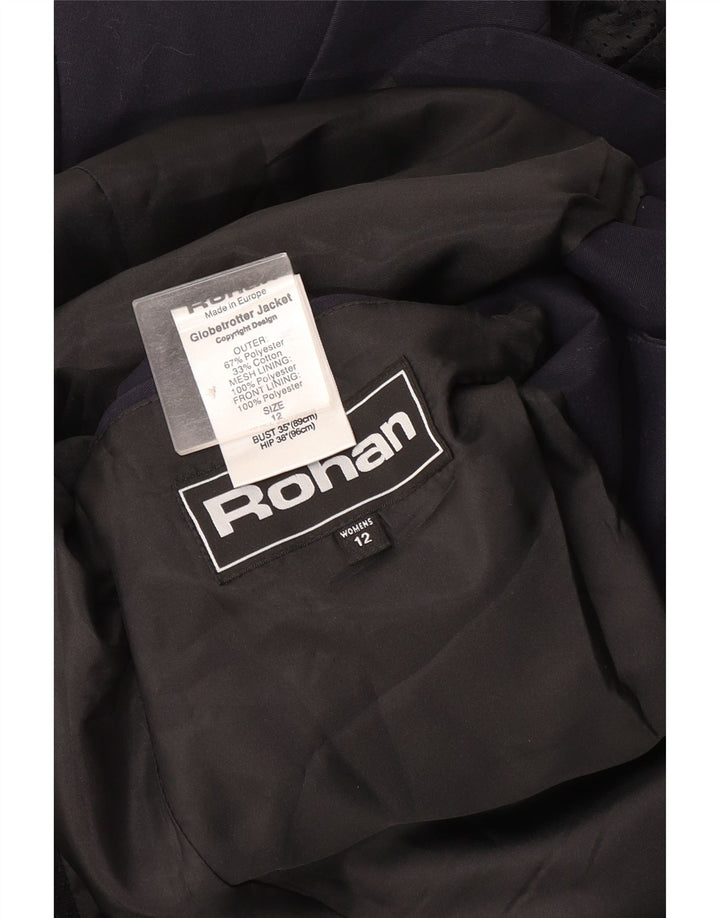Rohan Veste blazer à 3 boutons pour femme UK 12 Bleu marine moyen Polyester