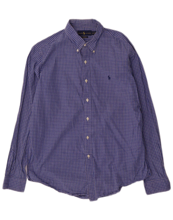 Ralph Lauren Chemise sur mesure pour homme Grand coton vichy bleu