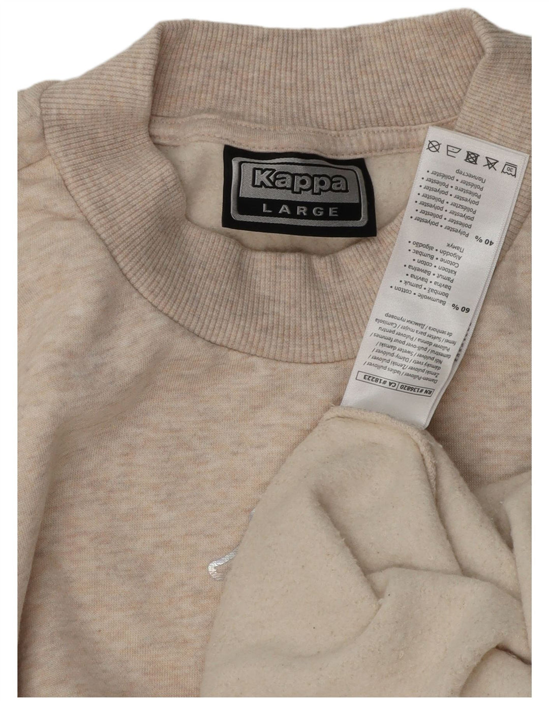 KAPPA Sweat-shirt surdimensionné pour femme UK 16 Grand coton beige