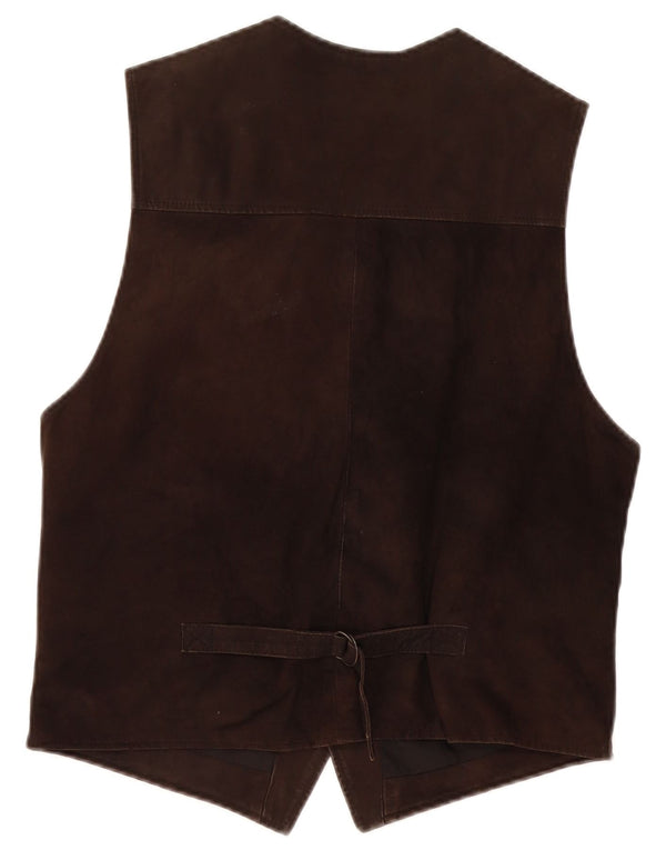 gilet en daim vintage pour homme grand cuir marron