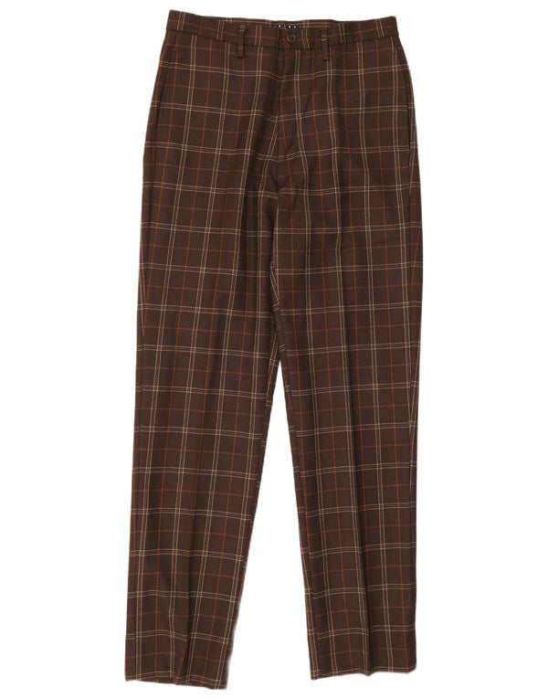 Sisley Pantalon de costume fuselé IT 46 Small W30 L32 en acétate à carreaux marron