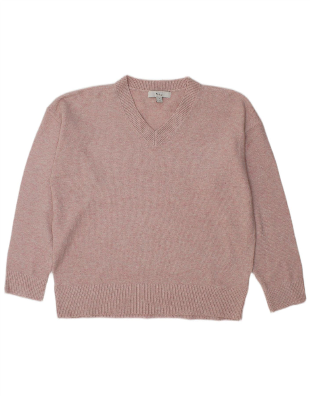 Marks & Spencer Pull surdimensionné à col en V pour femme UK 14 Rose moyen
