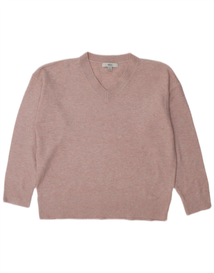 Marks & Spencer Pull surdimensionné à col en V pour femme UK 14 Rose moyen