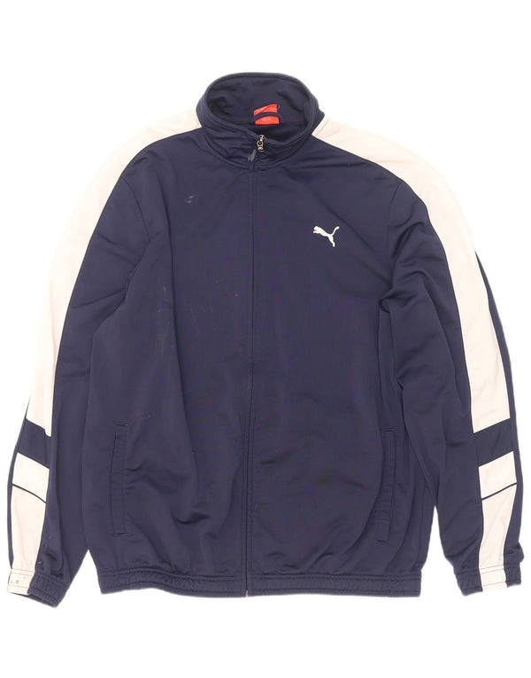 Puma Veste de survêtement pour homme XL Bleu marine Colorblock Polyester