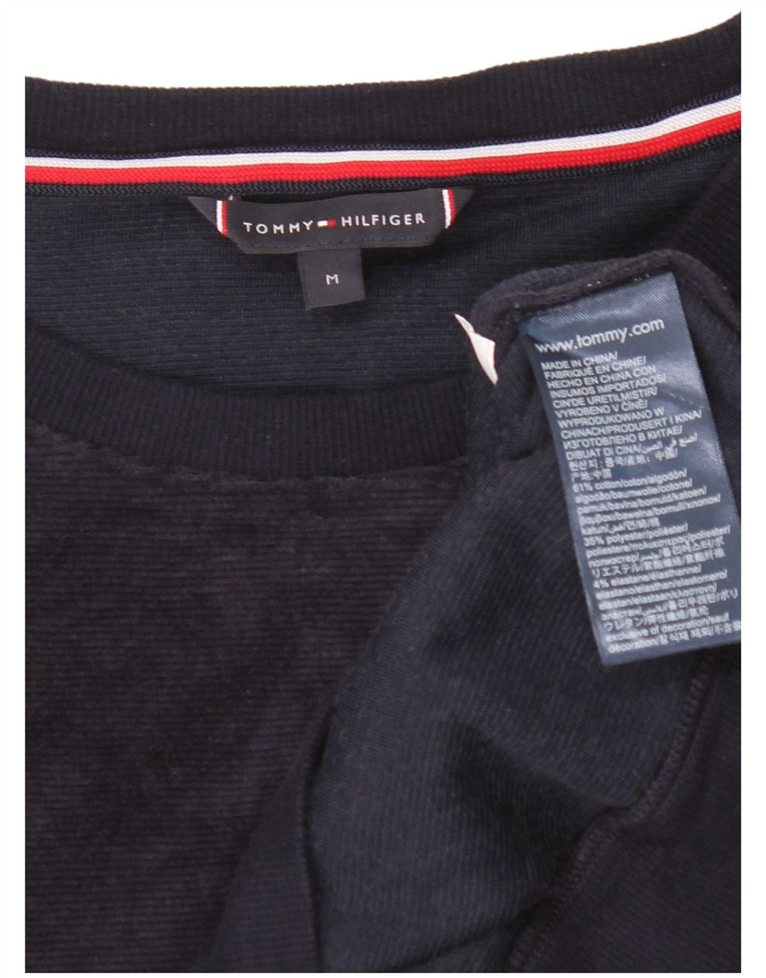 Tommy Hilfiger Sweat-Shirt Graphique en Velours Homme Bleu Marine Moyen