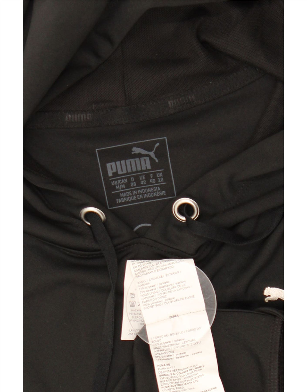PUMA Pull à capuche graphique sans manches pour femme UK 12 Noir moyen Polyester