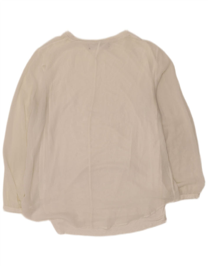 Zara Chemisier transparent à manches longues pour femme UK 16 Large Blanc