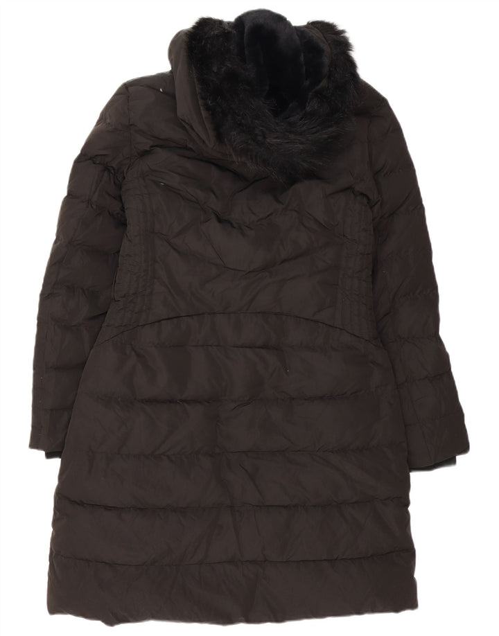 Zara Manteau rembourré à capuche pour femme UK 14 Polyester noir moyen