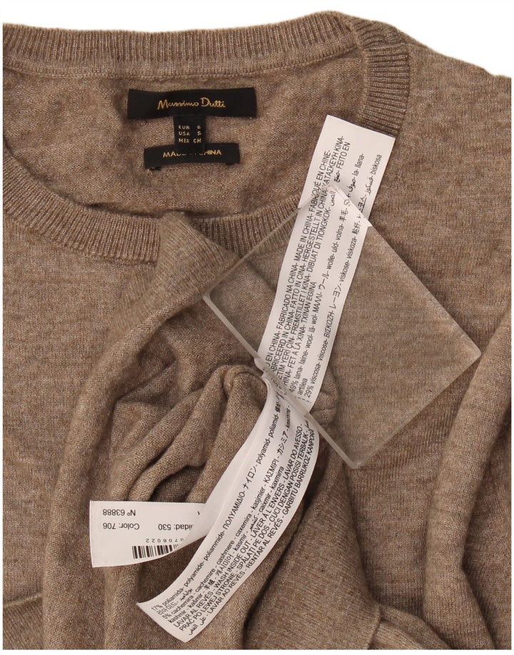 Massimo Dutti Pull à col rond pour femme UK 10 Petite laine beige