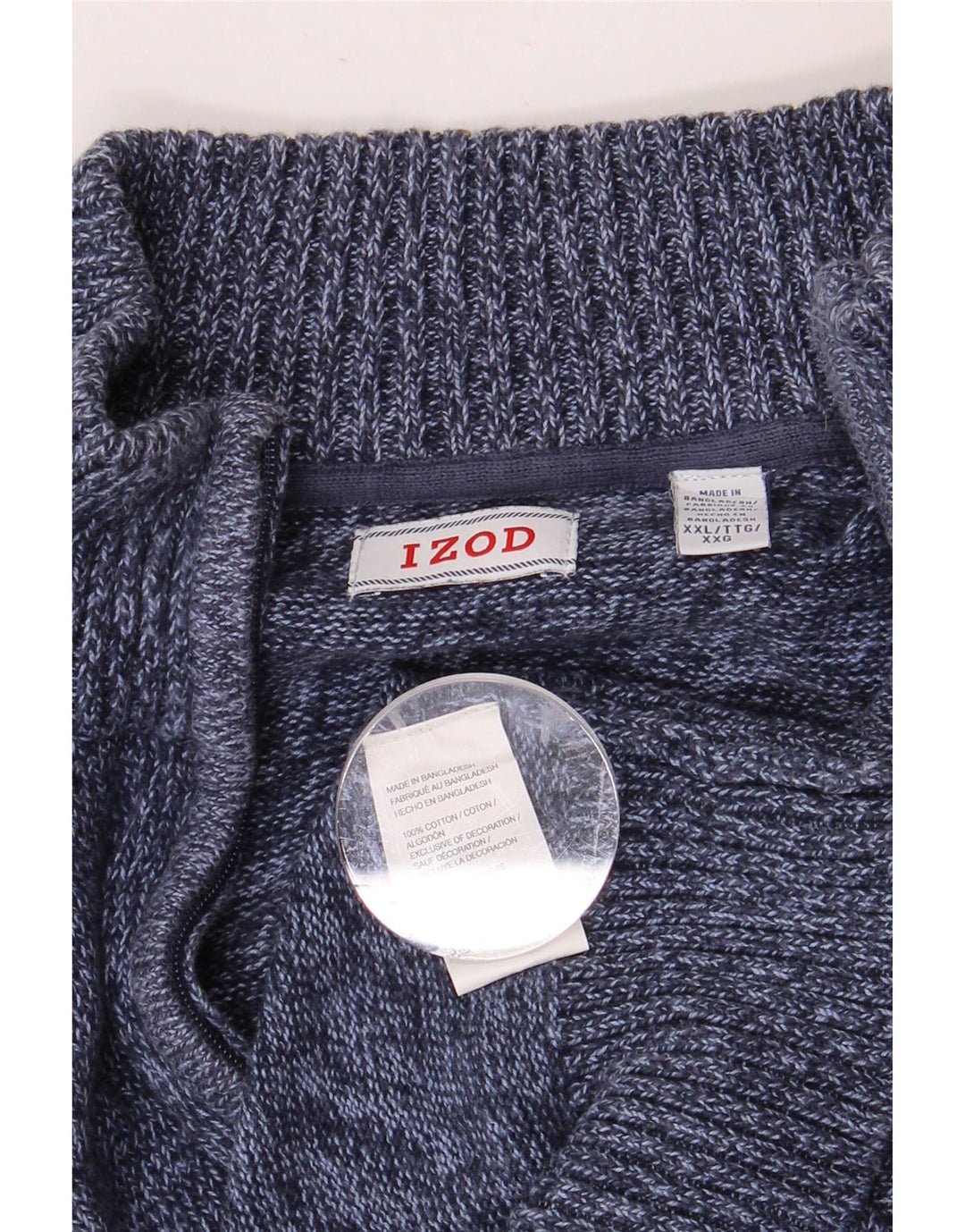 IZOD Pull col zippé pour homme 2XL en coton moucheté bleu marine