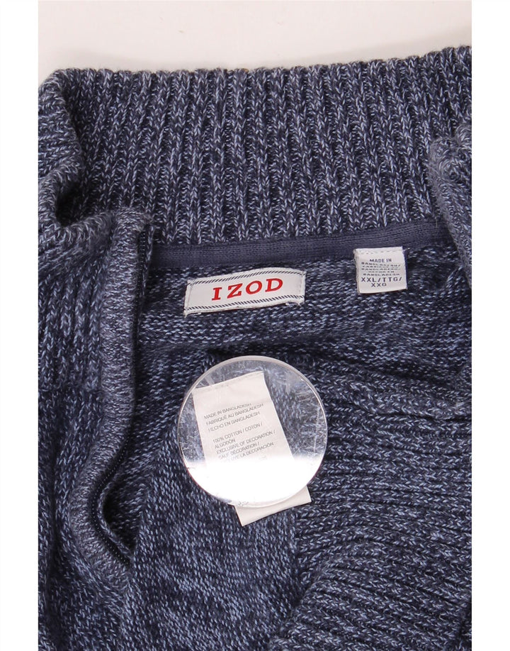 IZOD Pull col zippé pour homme 2XL en coton moucheté bleu marine