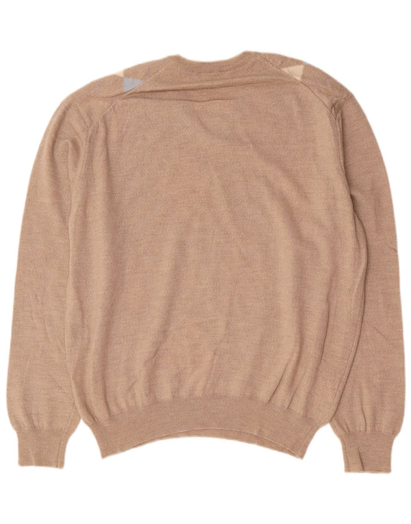 Bramante Pull col V pour homme IT 54 XL Beige Argyle/Diamant