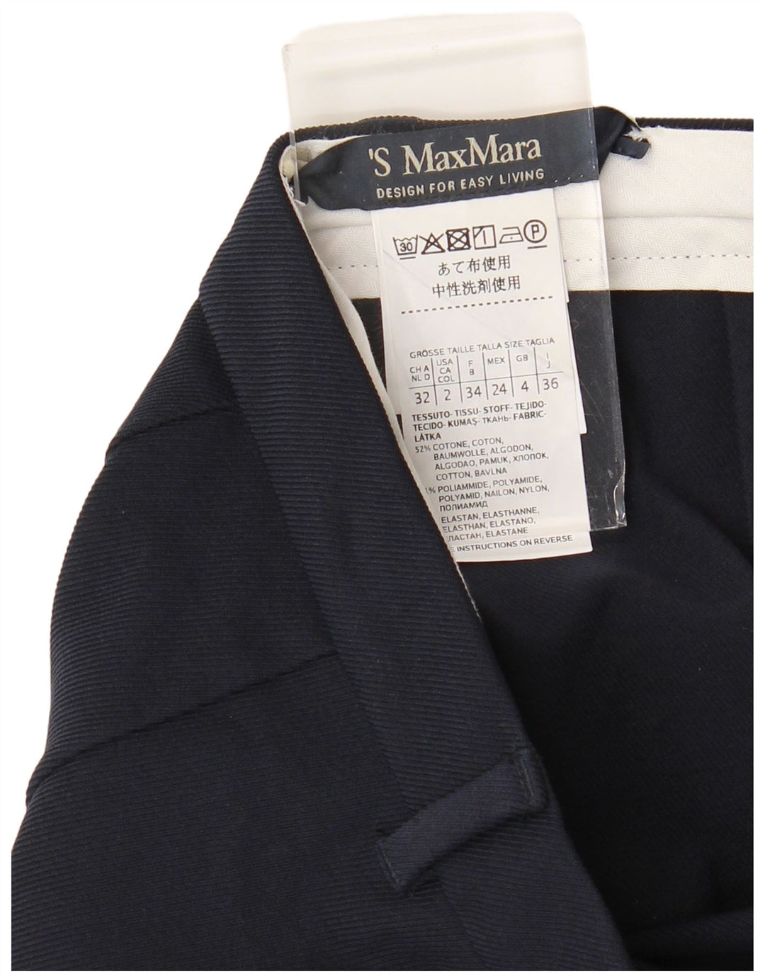 MAX MARA Pantalon de costume bootcut pour femme UK 4 XS W26 L25 Bleu marine Coton