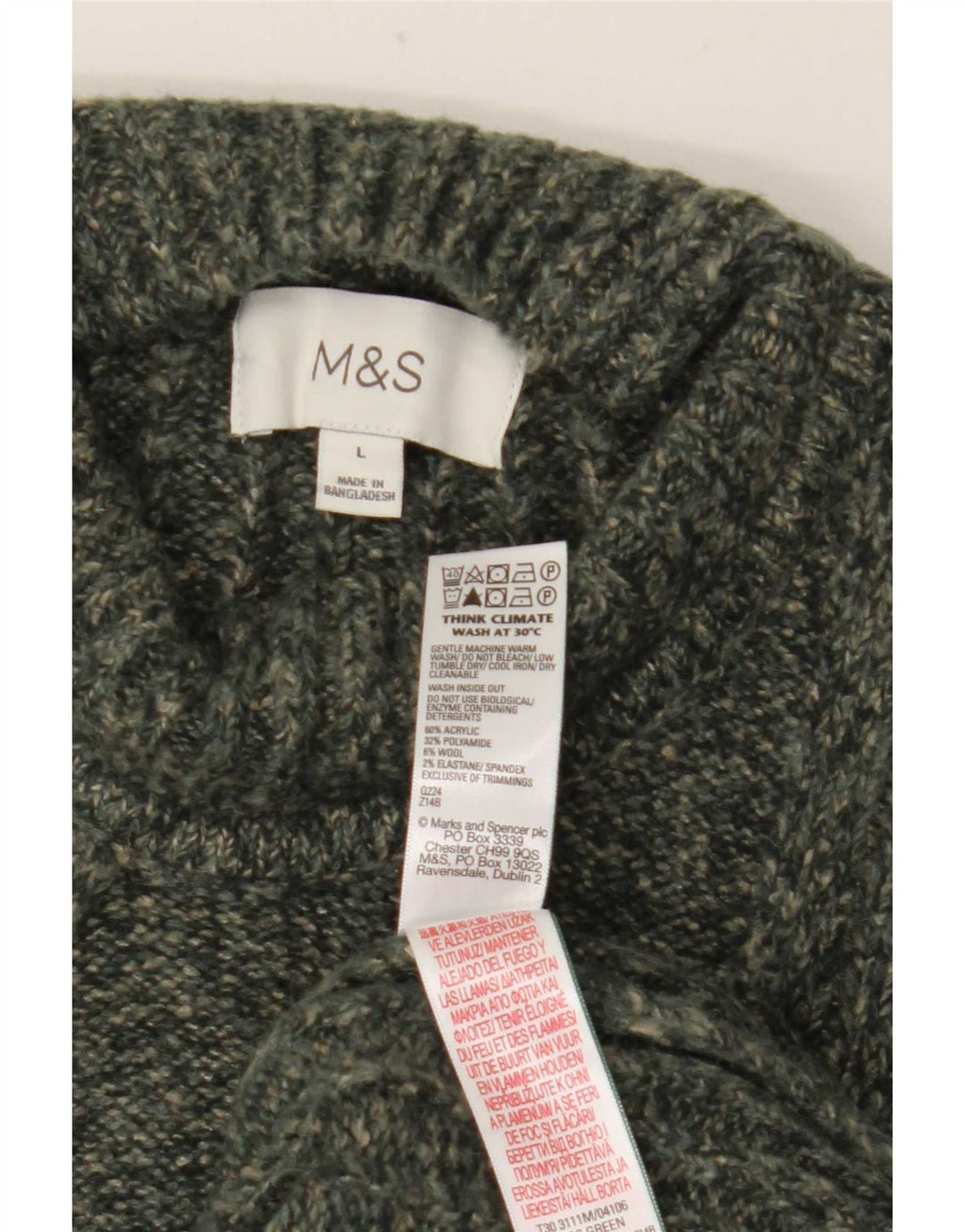 Marks & Spencer Pull à col roulé pour homme Large Kaki Acrylique