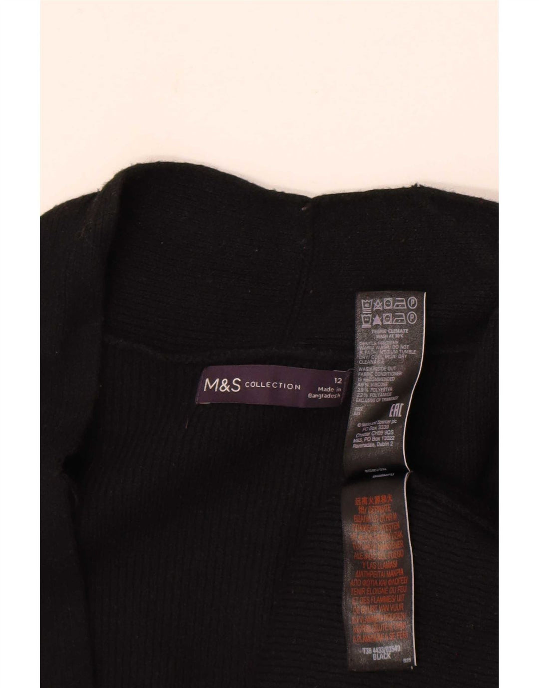 Marks & Spencer Pull cardigan ouvert long pour femme UK 12 Noir moyen