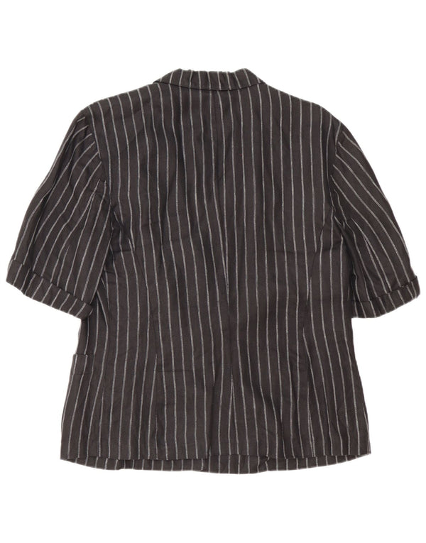 Max Mara Veste blazer à 2 boutons pour femme UK 14 Noir moyen à fines rayures