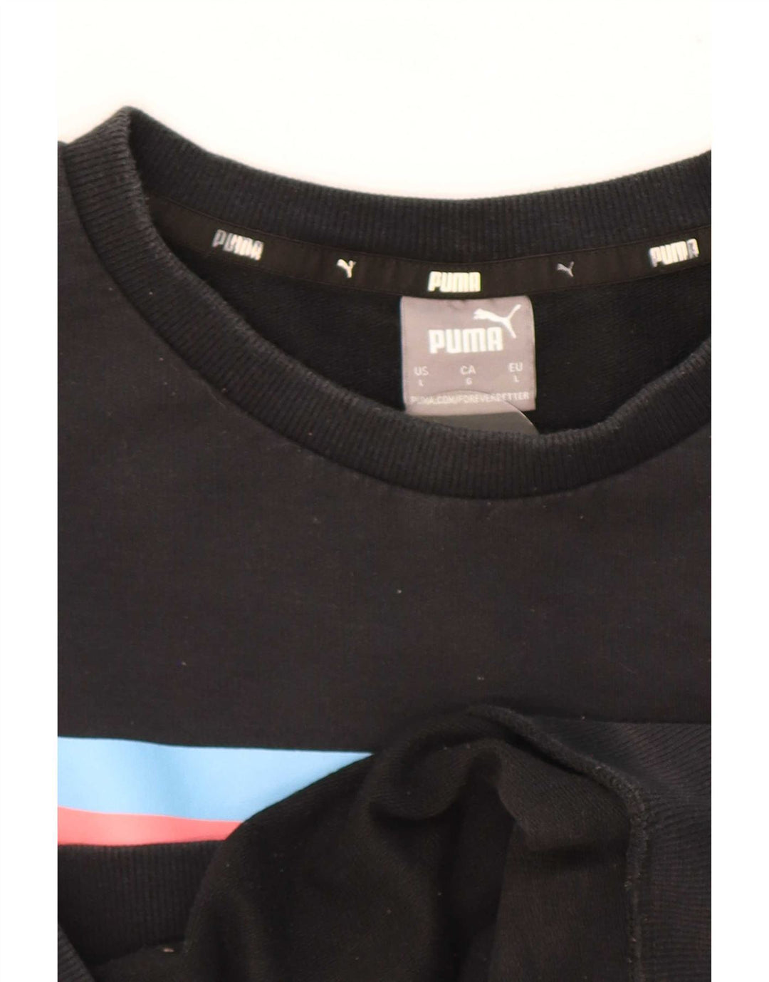 Puma Sweat-shirt pour homme en coton color block Noir Taille L