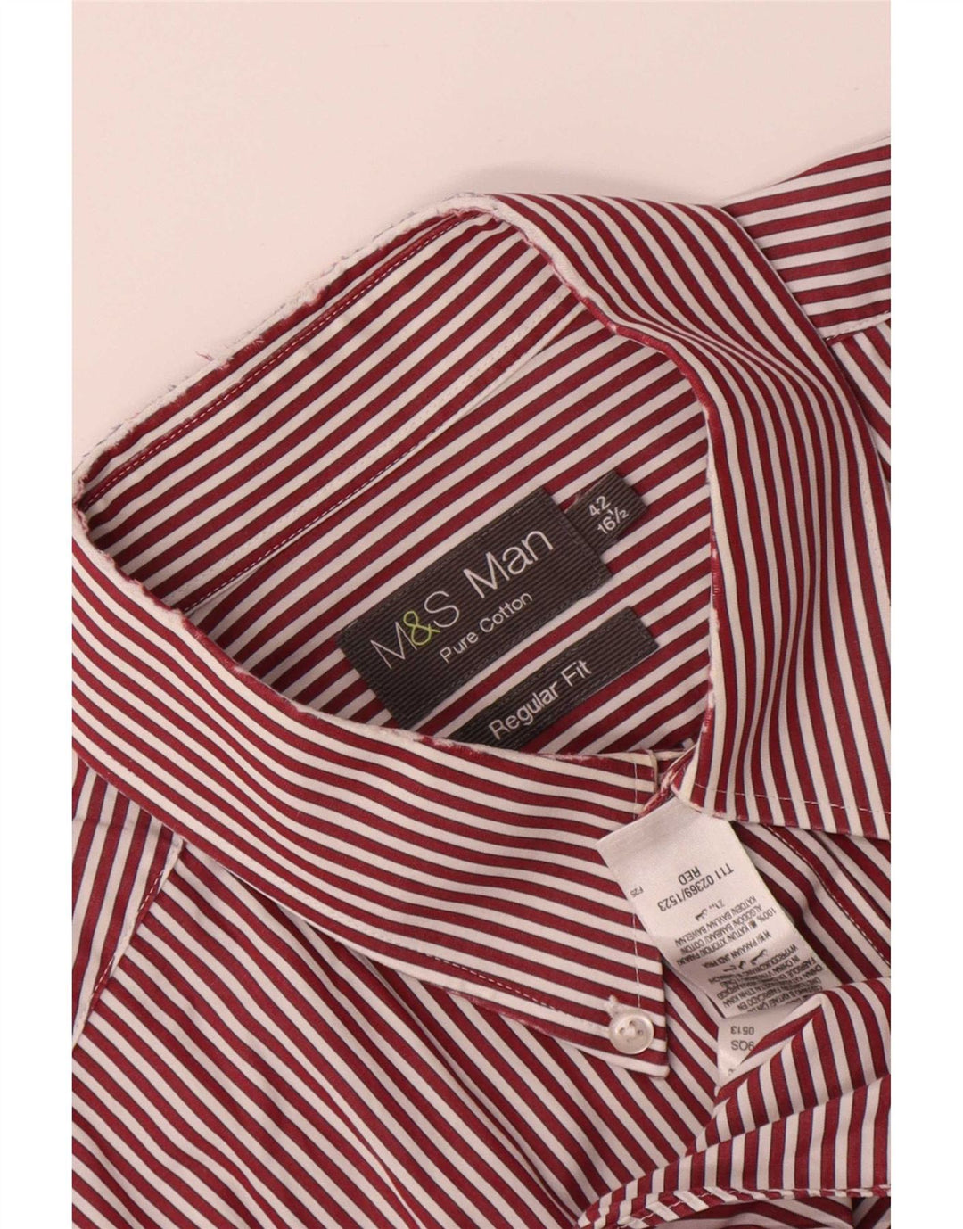Marks & Spencer Chemise coupe régulière pour homme Taille 42 16 1/2 Grandes rayures rouges